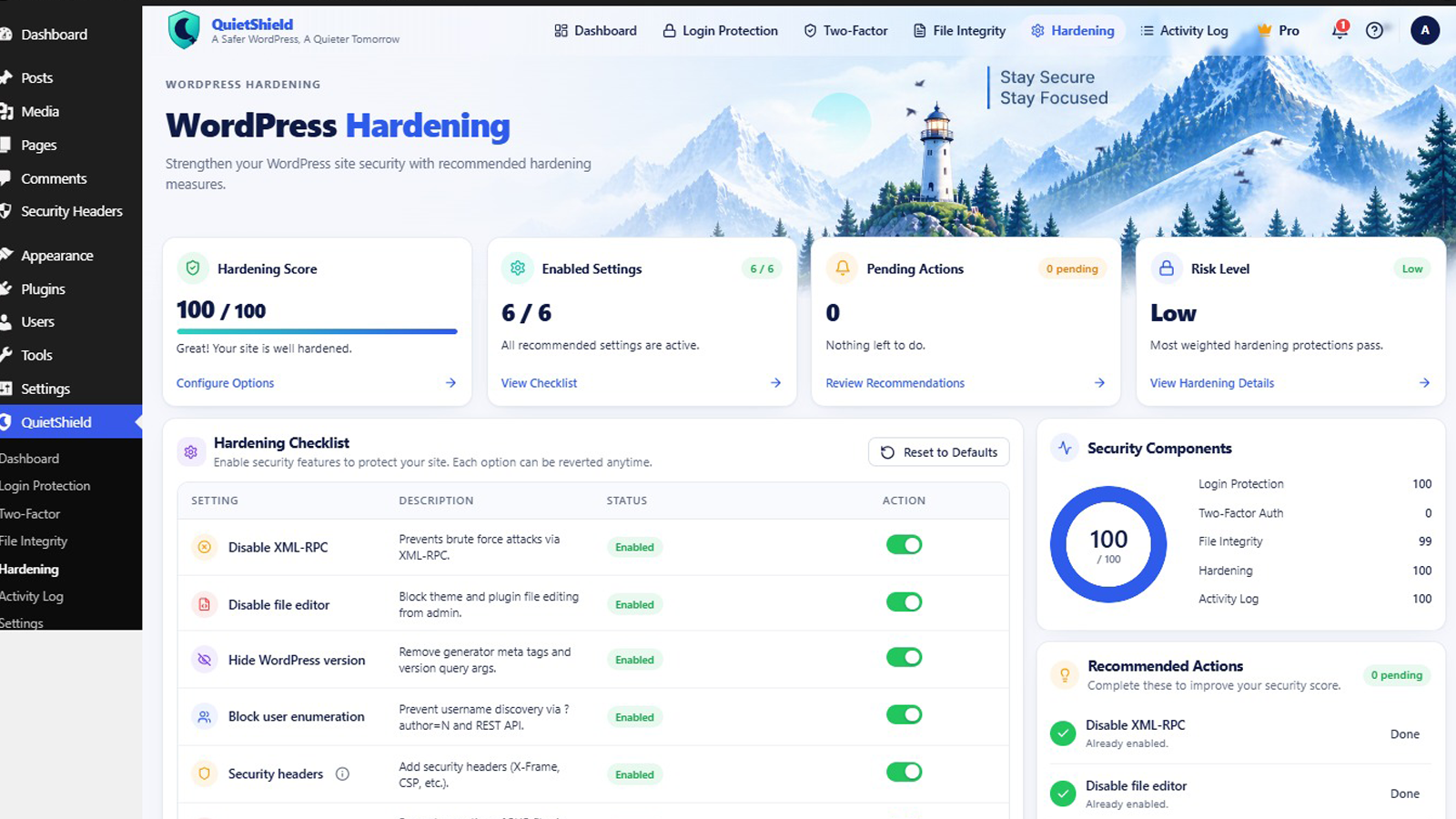 Gracewell Security Suite file integrity scan results