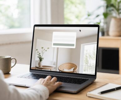 Laptop showing an exit intent popup on a WordPress site, set up without coding