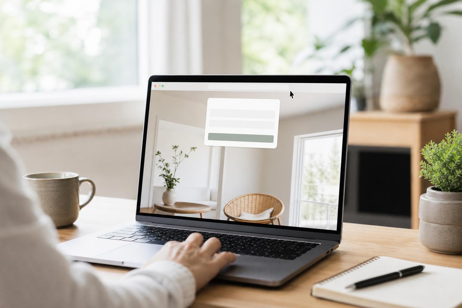 Laptop showing an exit intent popup on a WordPress site, set up without coding