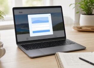 Laptop showing a WordPress popup call-to-action example for conversion optimization