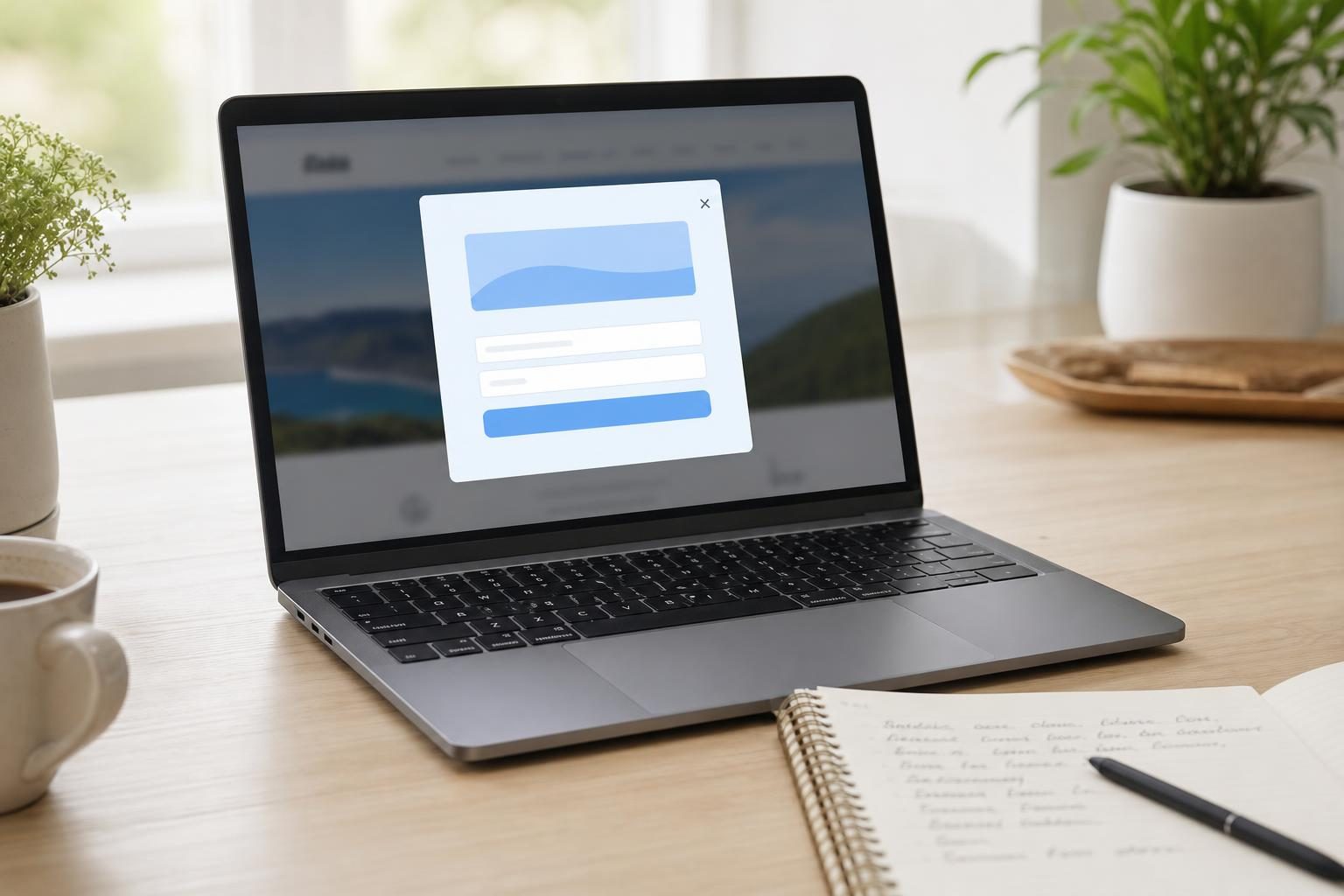 Laptop showing a WordPress popup call-to-action example for conversion optimization