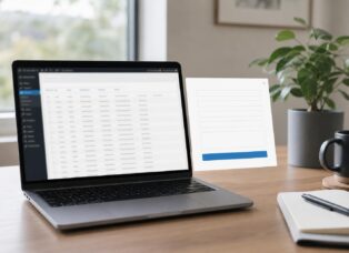 Laptop showing a WordPress dashboard of popup form submissions saved to the database