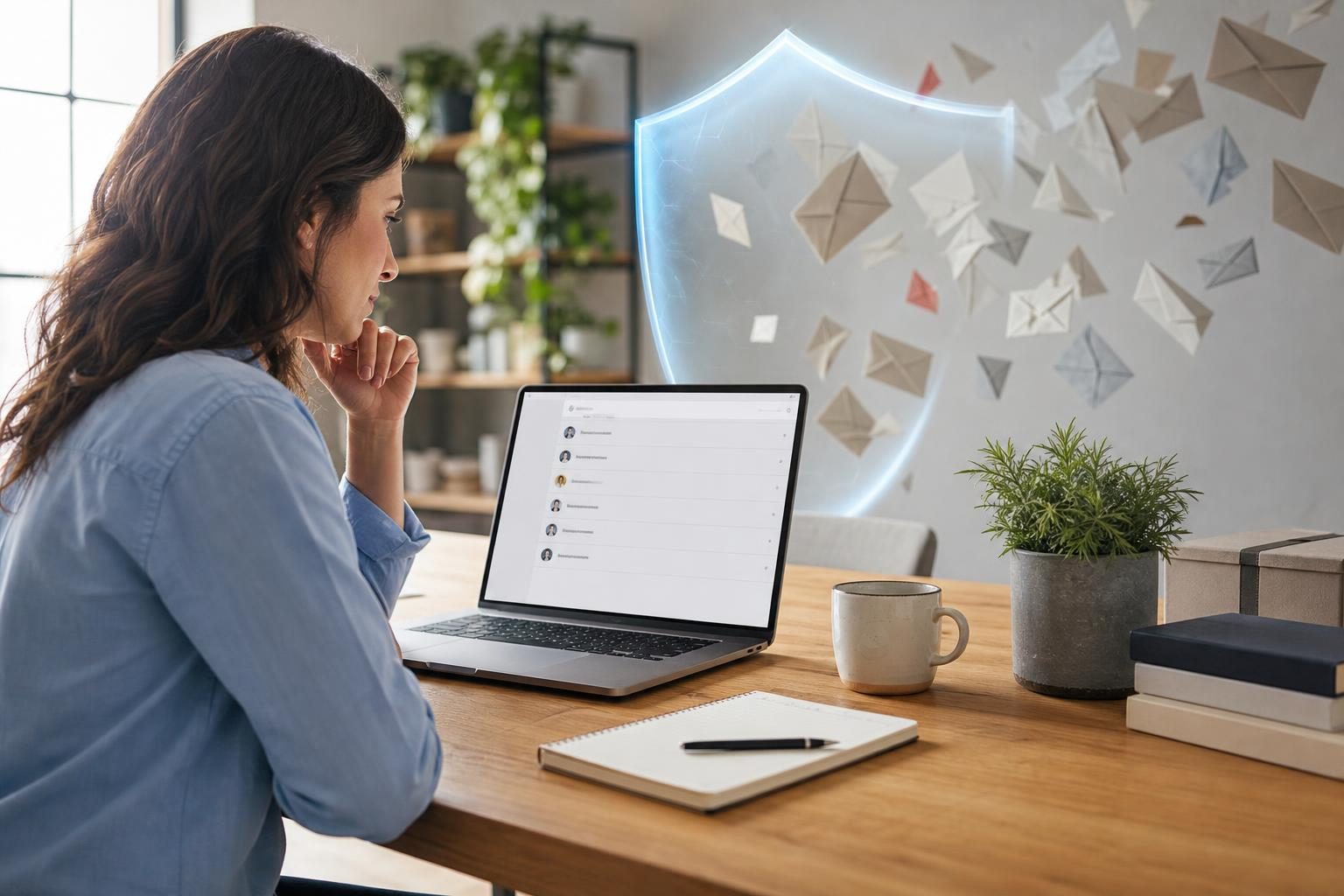 Business owner reviewing a clean inbox after stopping spam submissions on a WordPress contact form