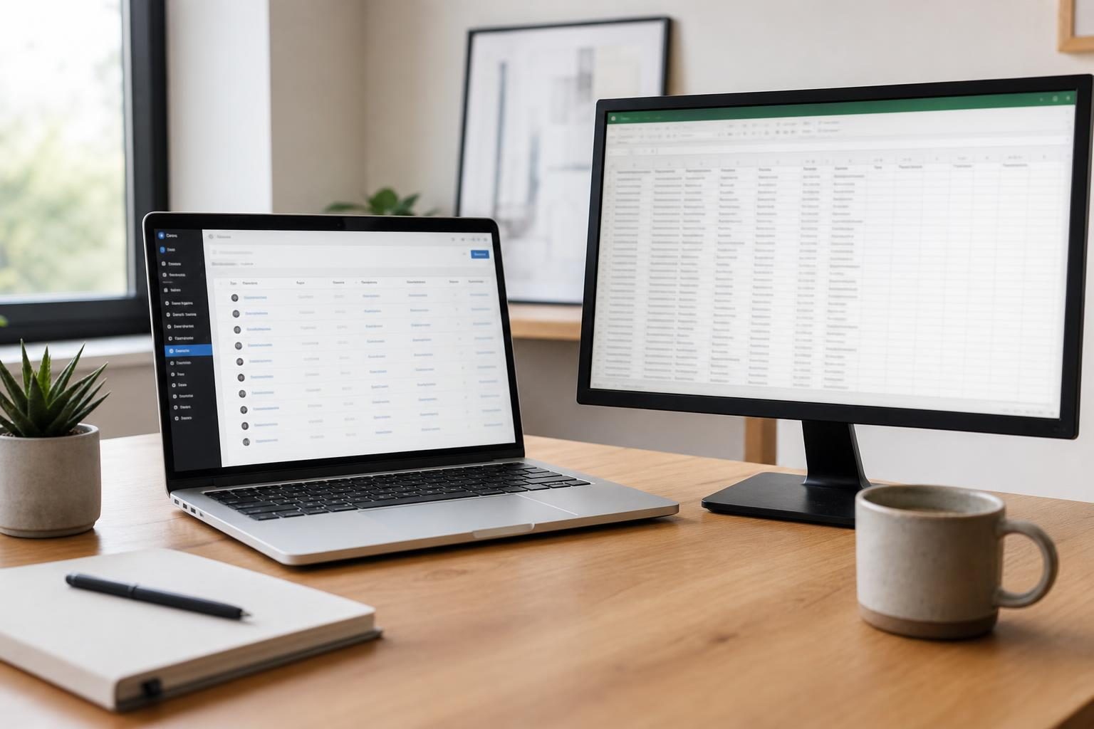 Laptop showing WordPress popup leads next to a spreadsheet ready for export